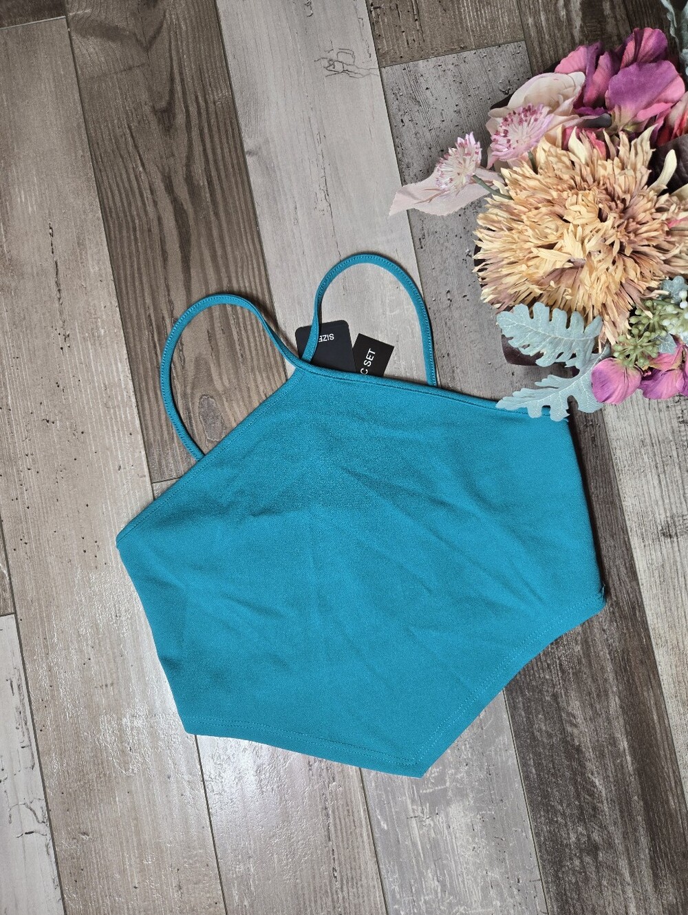 NWT 21 Saints Teal Halter Crop Camisole Tank Top – Large